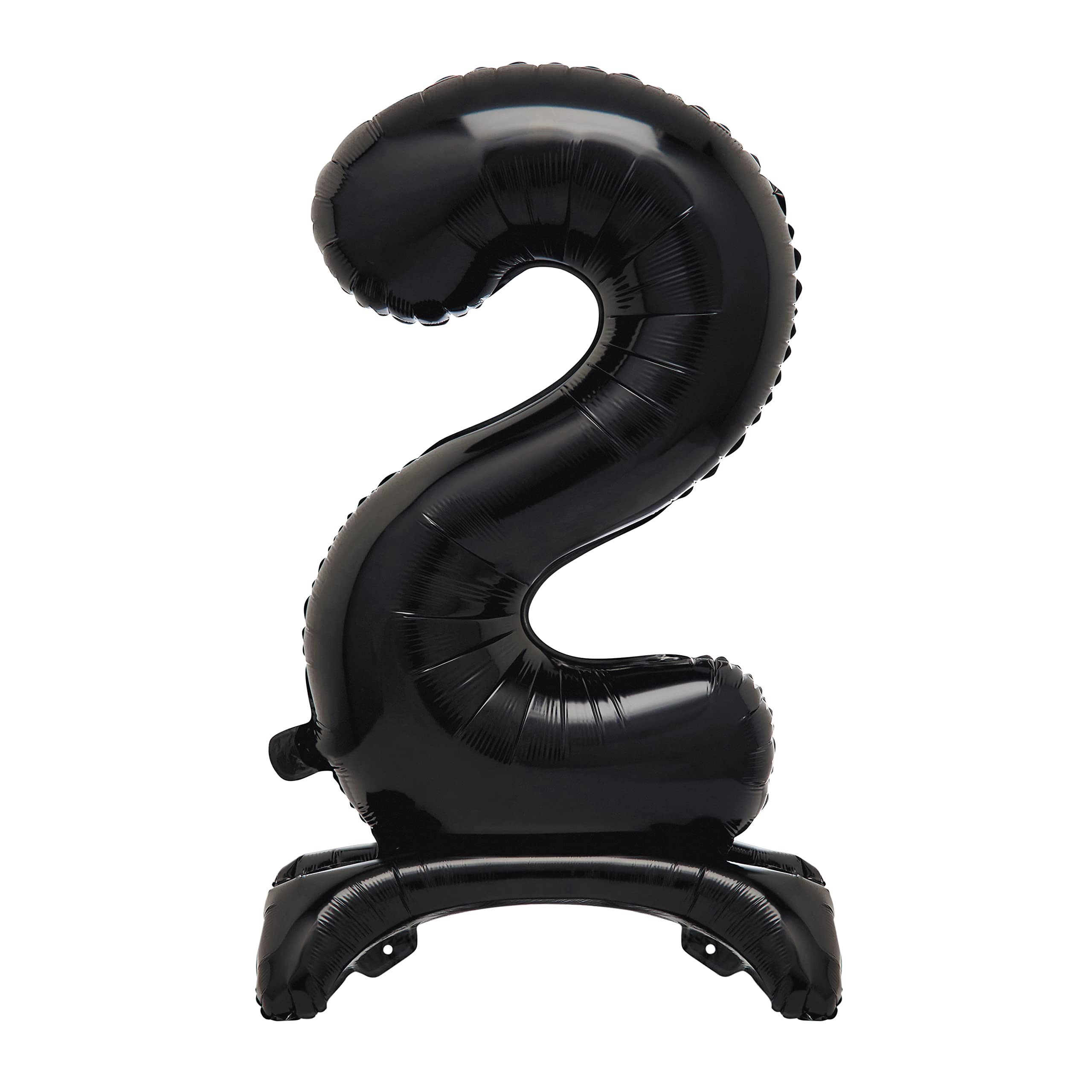 Unique Black Standing Number 2 Foil Balloon 30", Packaged