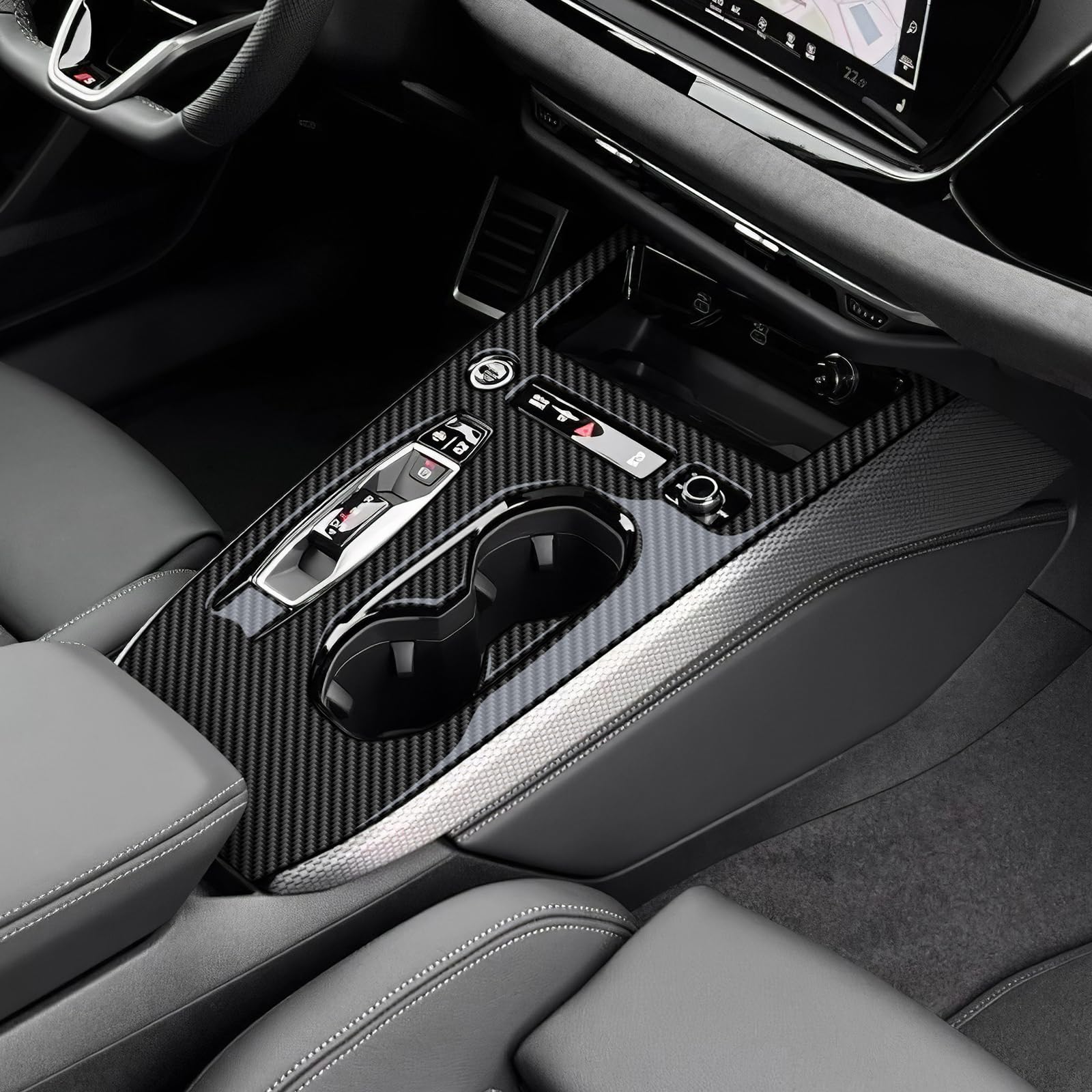 KUNGKIC Für Audi A5 S5 B10 A6 e-tron 2025 2026 Kohlefaser Auto Schalttafel Abdeckung Getrieberahmen Gangschaltung Paneel Innenraum Dekorative Zubehör,Automatikgetriebe