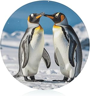 Young Penguins With Snow Tempered Glass Cutting Boards for Kitchen | Round Cutting Board for Kitchen Counter Protector, Clear Countertop Tray, Scratch Resistant, Heat Resistant