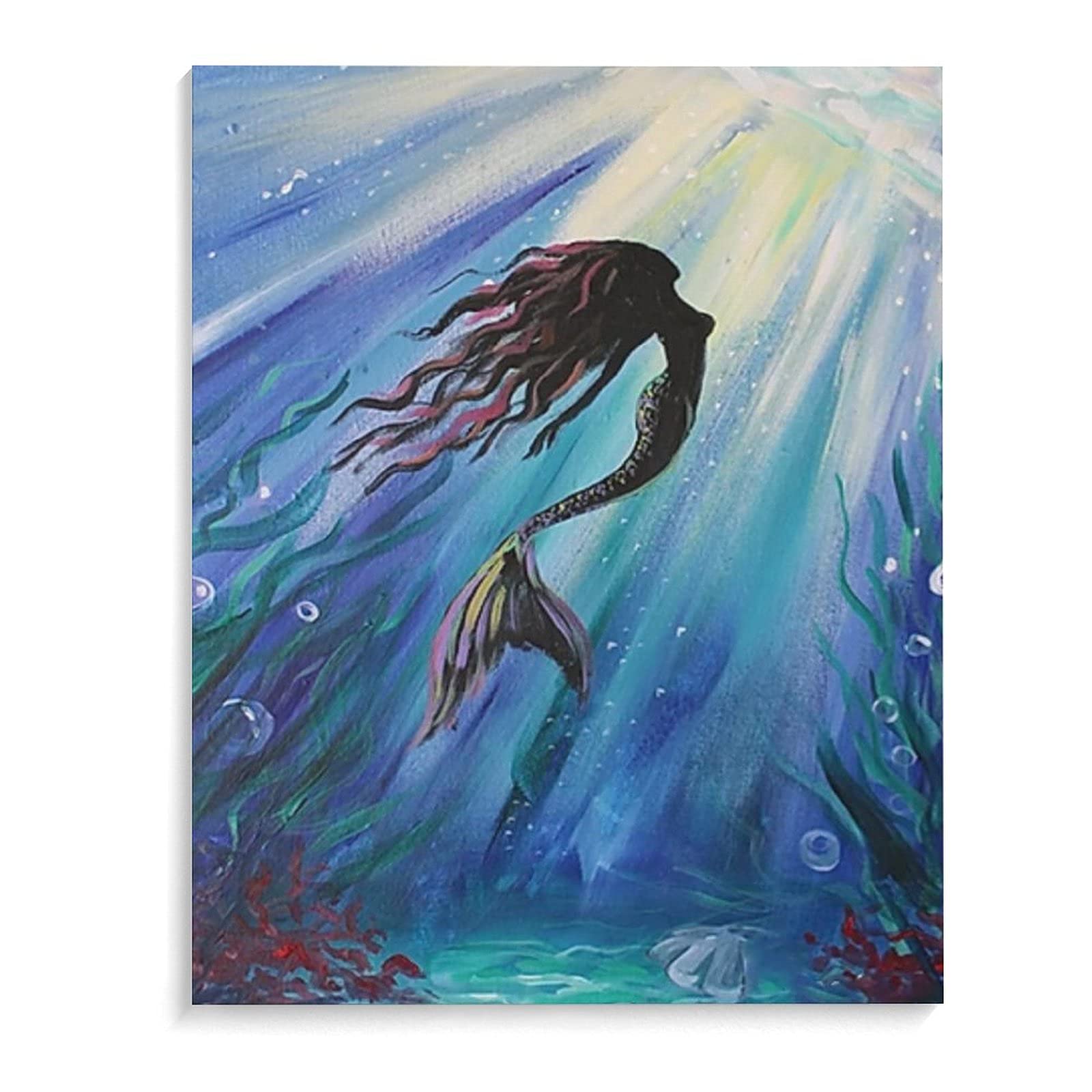 Amazon.co.jp: 人魚の絵 フレーム壁アートと綿とリネンの絵画ホーム