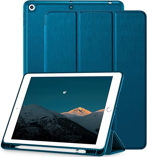 Miniatura 94 de Mastten Funda compatible con iPad de 9ª/8ª/7ª generación, para iPad de 10.2 pulgadas con soporte para lápiz, cubierta trasera de TPU Smart Stand