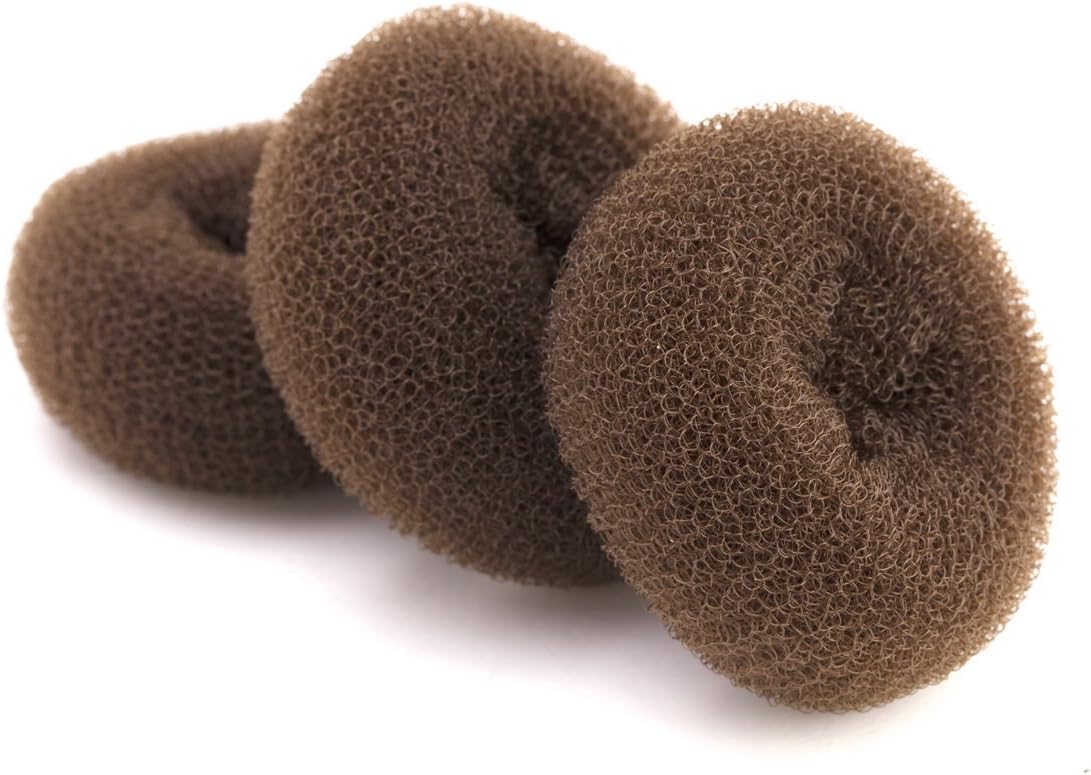AJOY 3 Pcs Mini Size Brown, Small Bun Maker for Kids, Sock Bun Donut for Thin Hair, Doughnut Bun Form Toddler for Girls, Dance, Child, Ballet, Ballerina Etc., 2-2.6 Inch