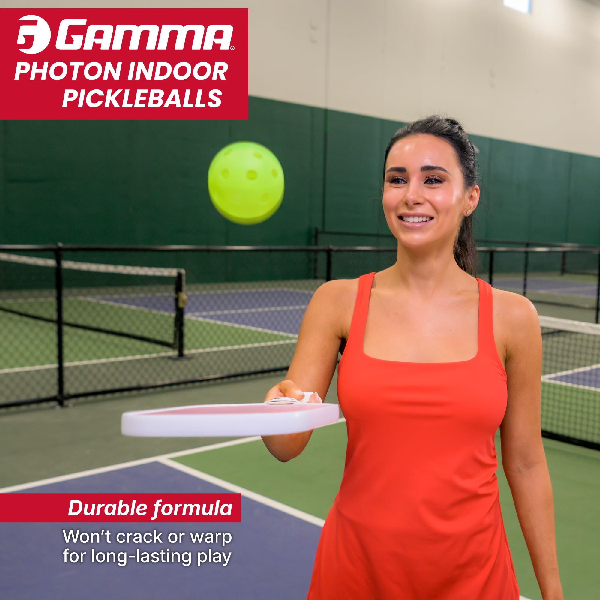 Gamma Sport Photon Innen pickleballs, High-Vis Optik grün usapa zugelassen Pickleball Kugeln (3 Pack, 6 Pack, 60 Pack)