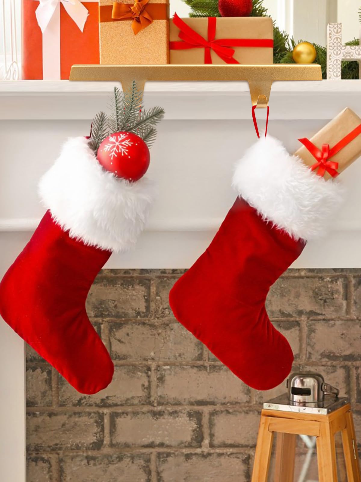 Decoratione Natale Argento 4 Ganci Per Calze Di Natale In Metallo Argento - Antiscivolo, Portano Fino A 10 Libbre Calze Per Camino Natale