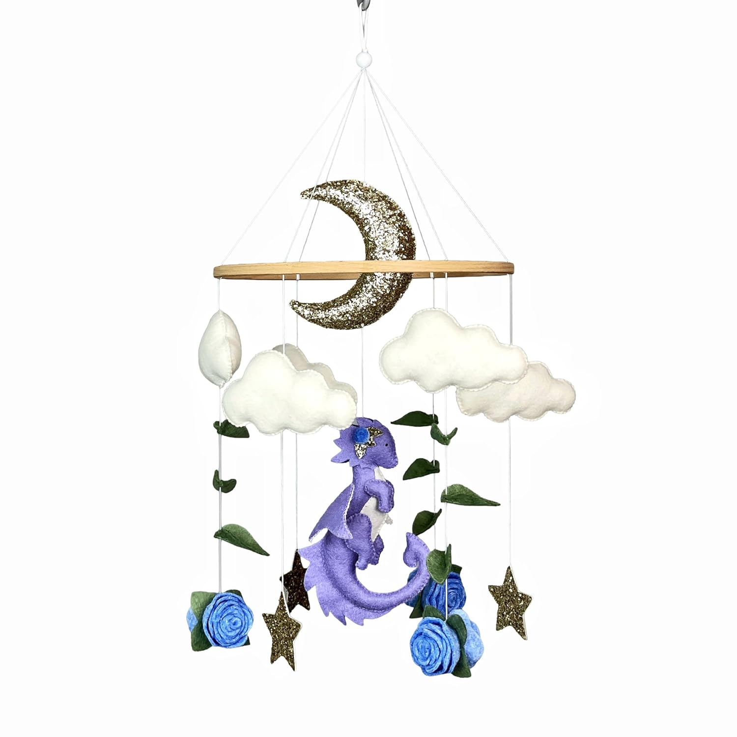 Dragon Baby Mobile for Girl Crib Fantasy Nursery Dragon Purple Dragon Baby Felt Hanging Mobile Flower Baby Mobile Handmade Dragon Baby Shower New Baby Girl Gift Pregnancy New Parents Gift