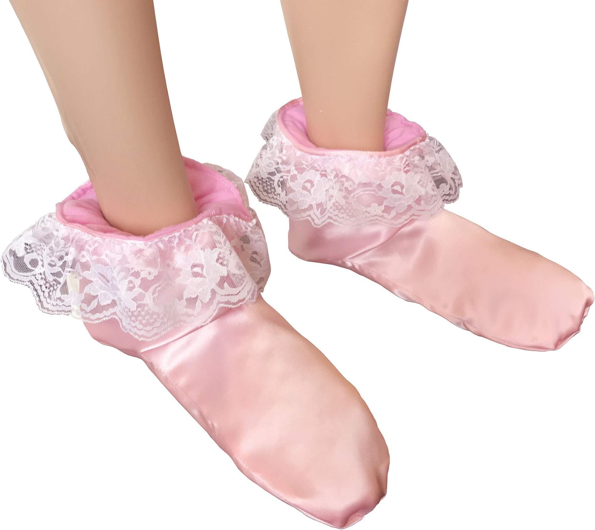 CUDDLZ Pink Shiny Satin Adult Sized Padded and Lined Sissy Booties ABDL