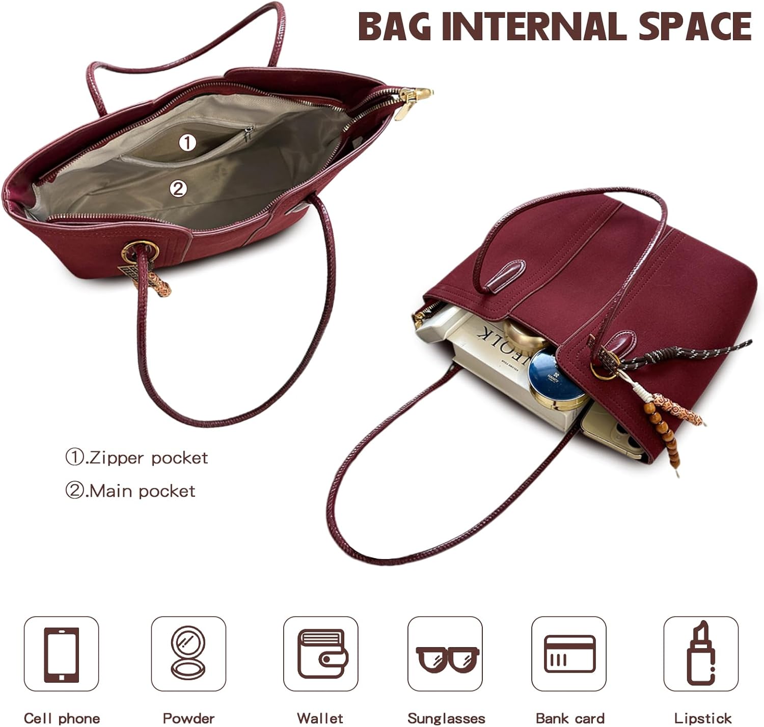 Travistar Tote Bag for Women - Faux Suede Leather Purse Shoulder Top Handle Handbags Fall Hobo Work Satchel 2025 with Pendant - Image 5