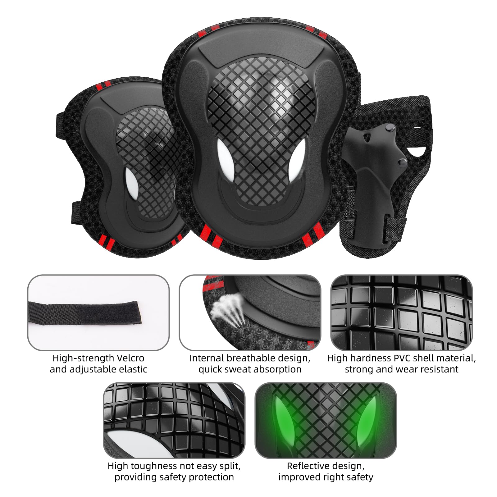 KORIMEFA Casco Bici Protezioni Set per Bambini Ginocchiere Gomitiere e Protezione Polso per Bambini da 3-13 Anni, Casco per Hoverboard, Pattini in Linea, BMX e Bicicletta