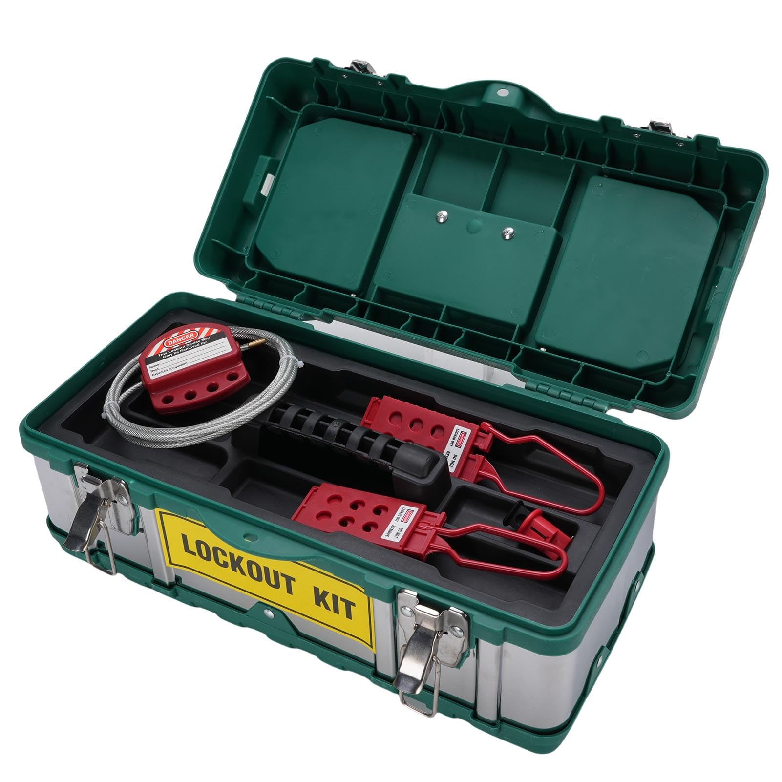 Kit de Etiquetado de Bloqueo, Kit LOTO de 48 Piezas con Caja de Almacenamiento, Cerrojos de Bloqueo de Grupo, Cerraduras de Disyuntor Universales para Aplicaciones de Seguridad Automotriz