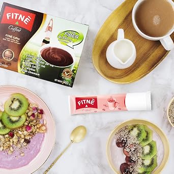 FITNE Premium Instant Coffee Packets Mix with Fiber 4,000 mg Collagen Cactus Extract L-Carnitine High Chromium No Sugar Sucralose Sweetener, 10 Sachets
