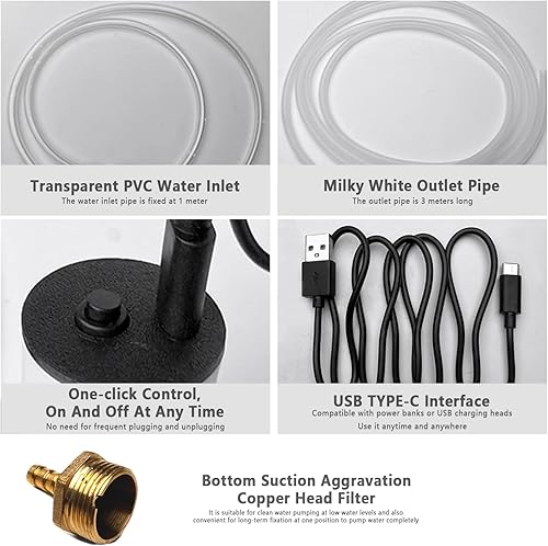 Miniatura 8 de Mini intercambiador de agua simple recargable automático multifuncional del tanque de peces, bomba de agua, piso, bomba de agua del balcón
