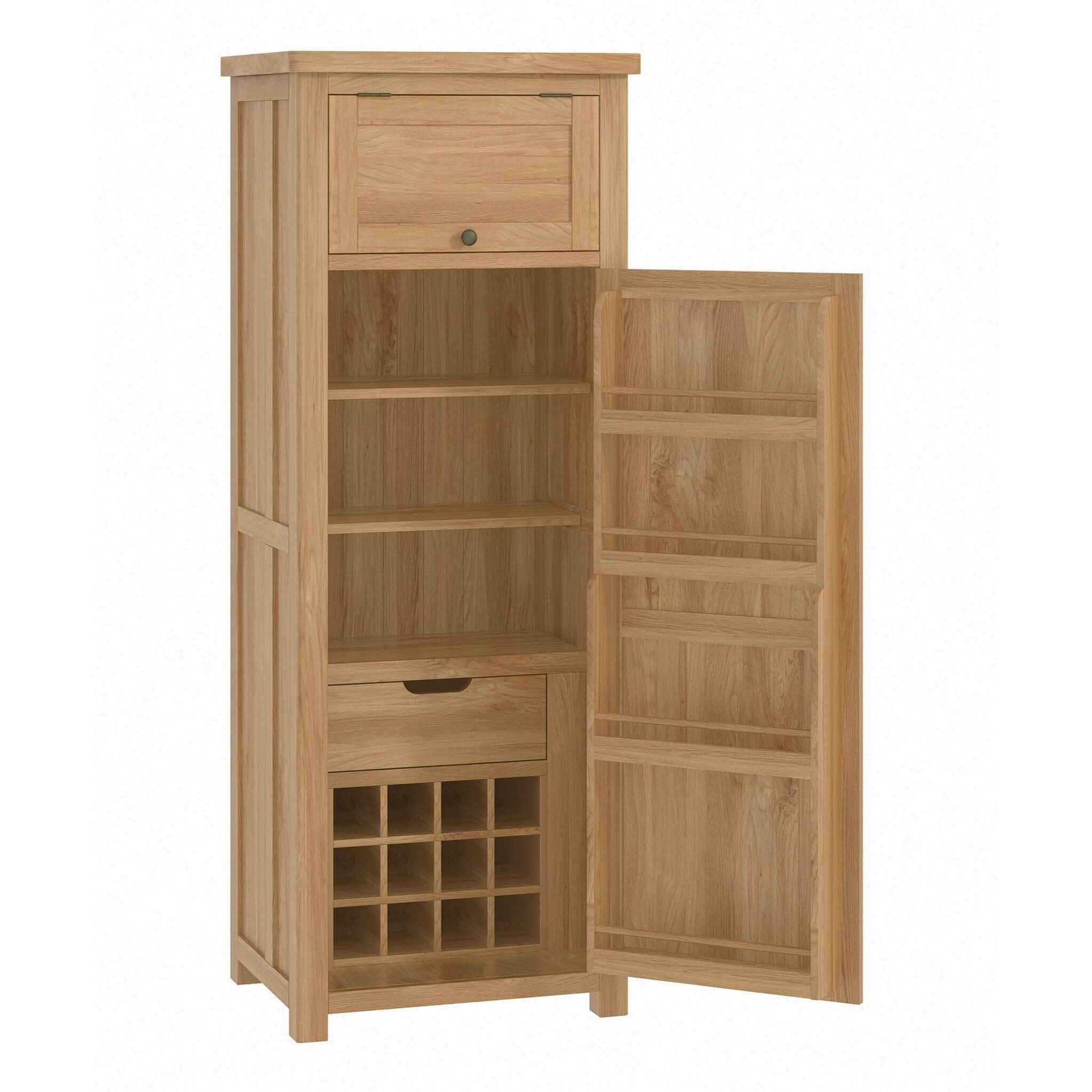 Buy Roseland Oak Kitchen Larder Cupboard with Wine Rack Roseland