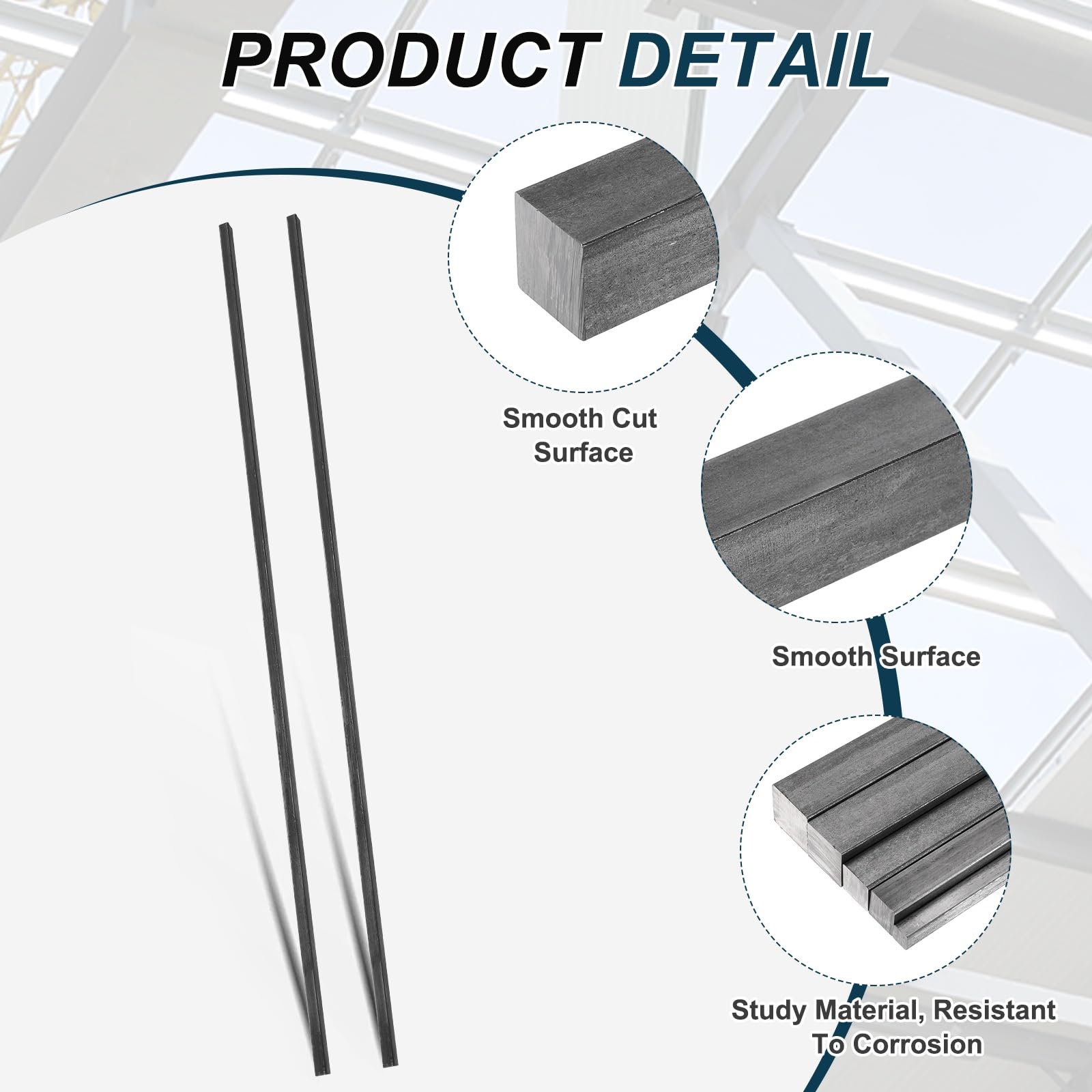 sourcing map 4 barre quadrate in acciaio 1045, 4 x 4 x 305 mm, per macchinari industriali