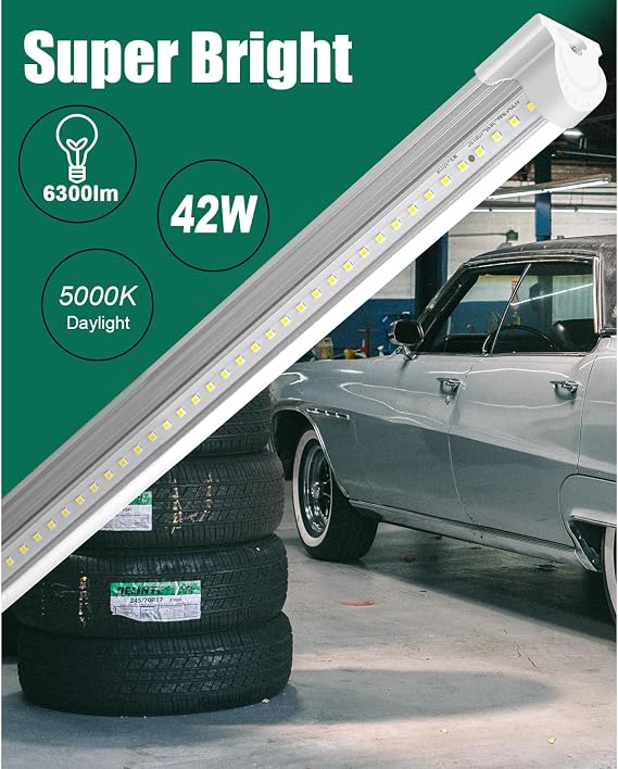 SZHLUX 10 Pack LED Shop Light 4FT, 42W 5000K 6300LM Daylight White V Shape T8 LED Tube Lights, High Output for Garage