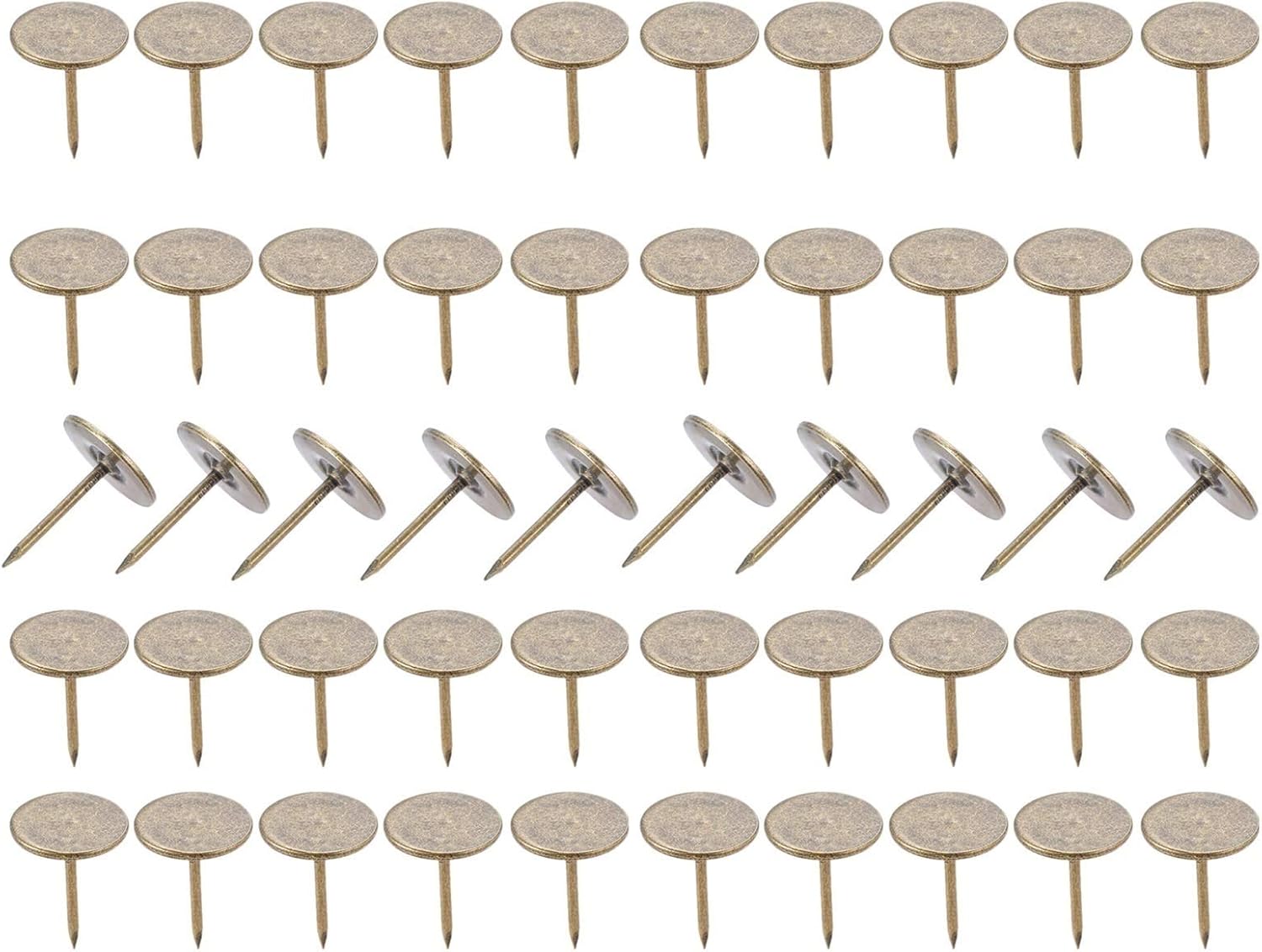 50pcs Upholstery Nails Flat Round Head Metal Pushpins Antique Bronze/Gold 15mmx19mm Vintage Tacks Stud Jewelry Box Sofa Decor Usual(50pcs Antique Bronze)