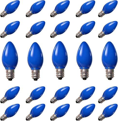 Miniatura 11 de Paquete de 25 bombillas de repuesto C7 para luces navideñas, bombillas LED verdes C7 para luces de cadena navideñas, bombillas vintage C7 E12 de C7