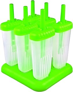 Tovolo Groovy Popsicles Molds Set of 6 for Homemade Frozen Treats, Reusable Popsicle Molds with Sticks and Drip Guard, Dishwasher Safe BPA Free Ice Pop Molds for Kids and Toddlers, Spring Green