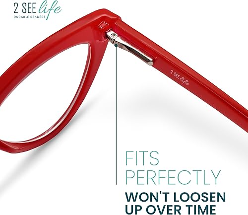 Miniatura 4 de Lentes de lectura rojos de ojo de gato para mujer para lucir elegante, a la moda con alta visión, cómodas bisagras de resorte para todas las formas