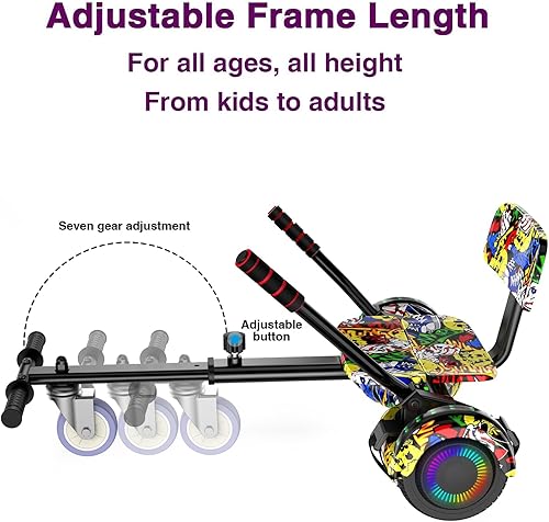 Miniatura 5 de FLYING-ANT Hoverboard with Seat Attachment, 6.5 Self Balancing Scooter with Hoverkart, Hoverboards with Bluetooth and LED Lights, Best Gift for Kids