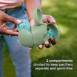 Ubbi On-The-Go Dual Pacifier Holder, Keep\'s Baby\'s Binkies Clean and Accessible, Portable for Travel, Diaper Bag Accessory Must Have for Newborns, Sage Green