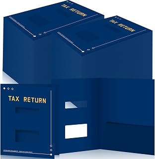 200 Pcs Blue Tax Return Folders Bulk 9 x 11.25 Inches Income Tax Organizer with Side Staples Double Windows Paper File Pocket Document Folders for Accountants Business Office Supply