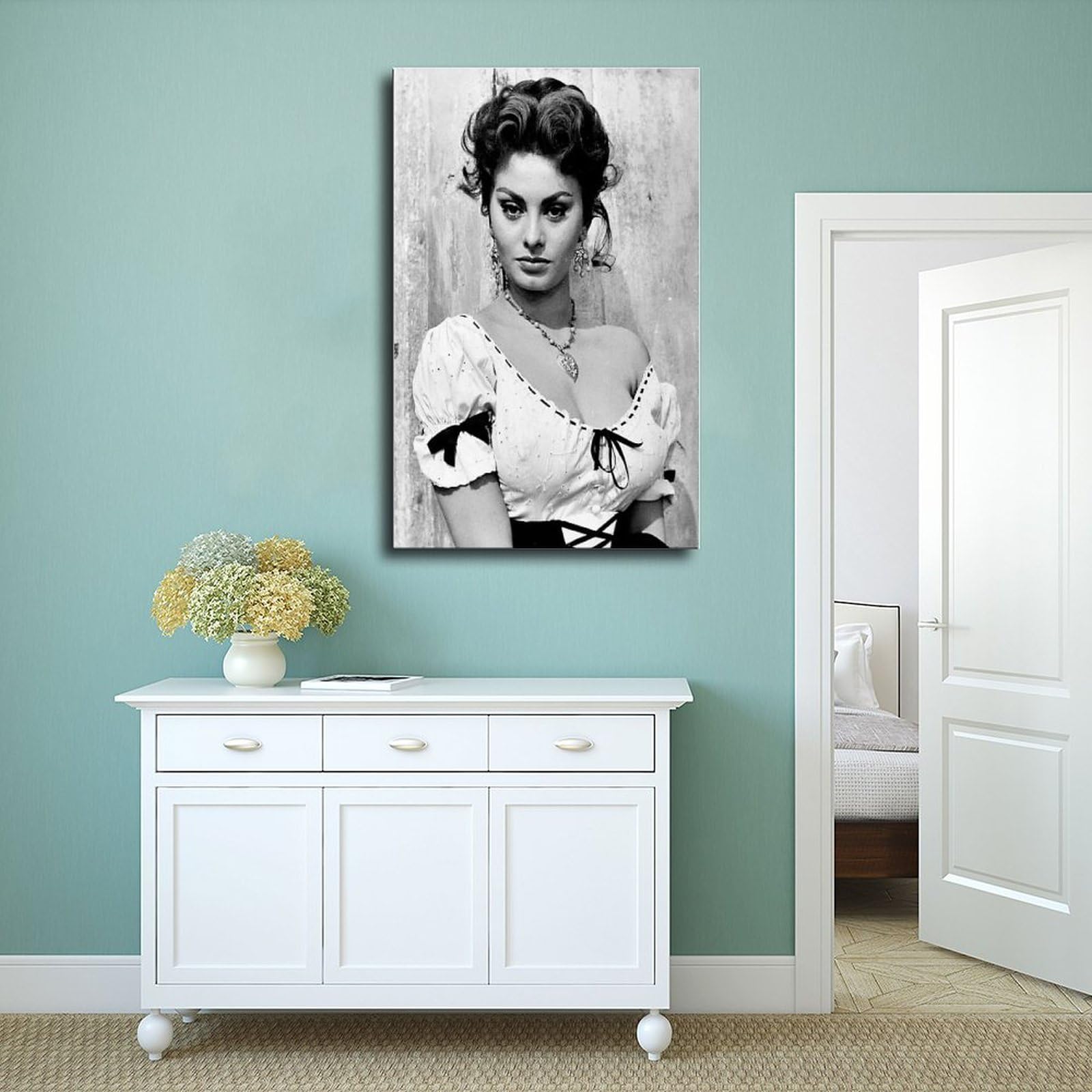 Poster su tela con attore Sophia Loren, decorazione per