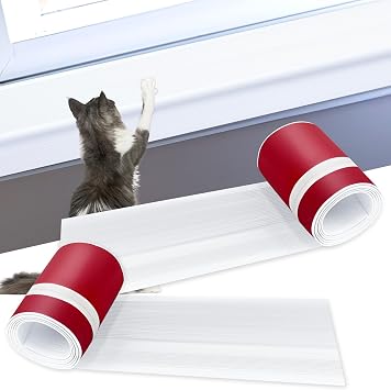 2 Rolls Dog Cat Scratching Window Sill Protector - 5.5 in x 6.6 Ft L-Shape Rubber Window Sill Cover Window Sill Guard Protector for Pet Cat Claw Scratching Chewing, White