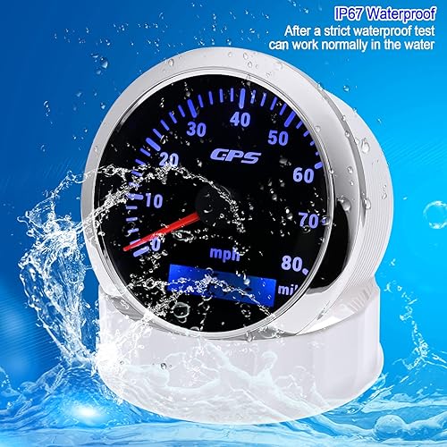 Miniatura 5 de ARTILAURA Velocímetro GPS de 3.346in 3-38 pulgadas barco GPS velocímetro coche 7 colores 80 MPH impermeable calibre 9-32 V para automóvil,