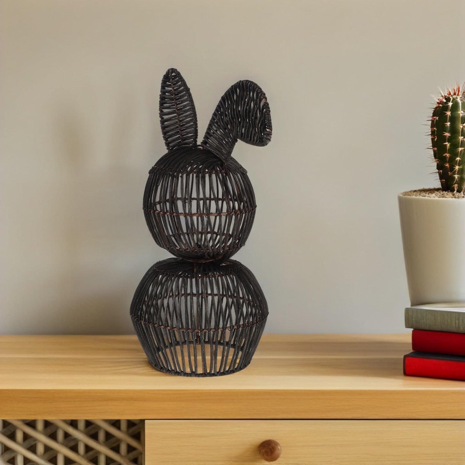 Ciieeo Decorazione Pasquale Coniglio in Rattan Intrecciato 30cm Leggero e Facile da Decorare la Casa in Primavera e Soggiorno
