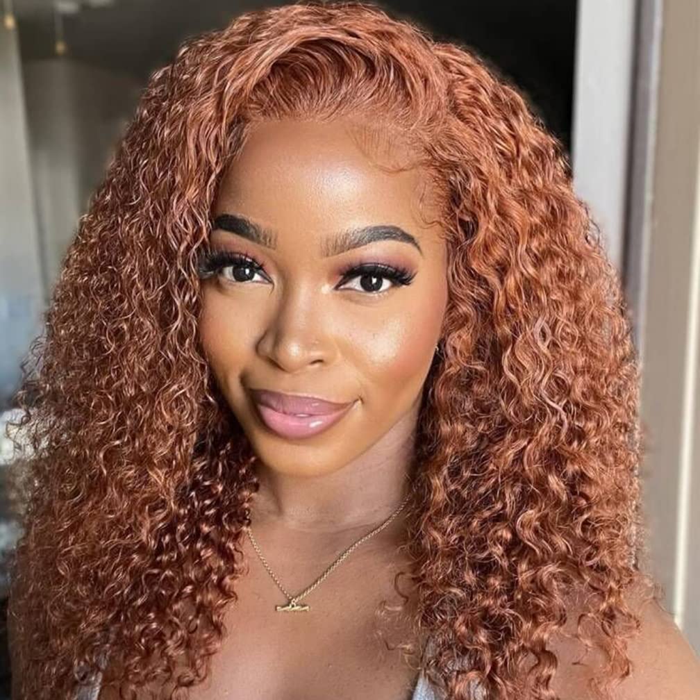Amazon.com : Julia Hair Auburn Brown Ginger Color Curly Lace  display picture 1