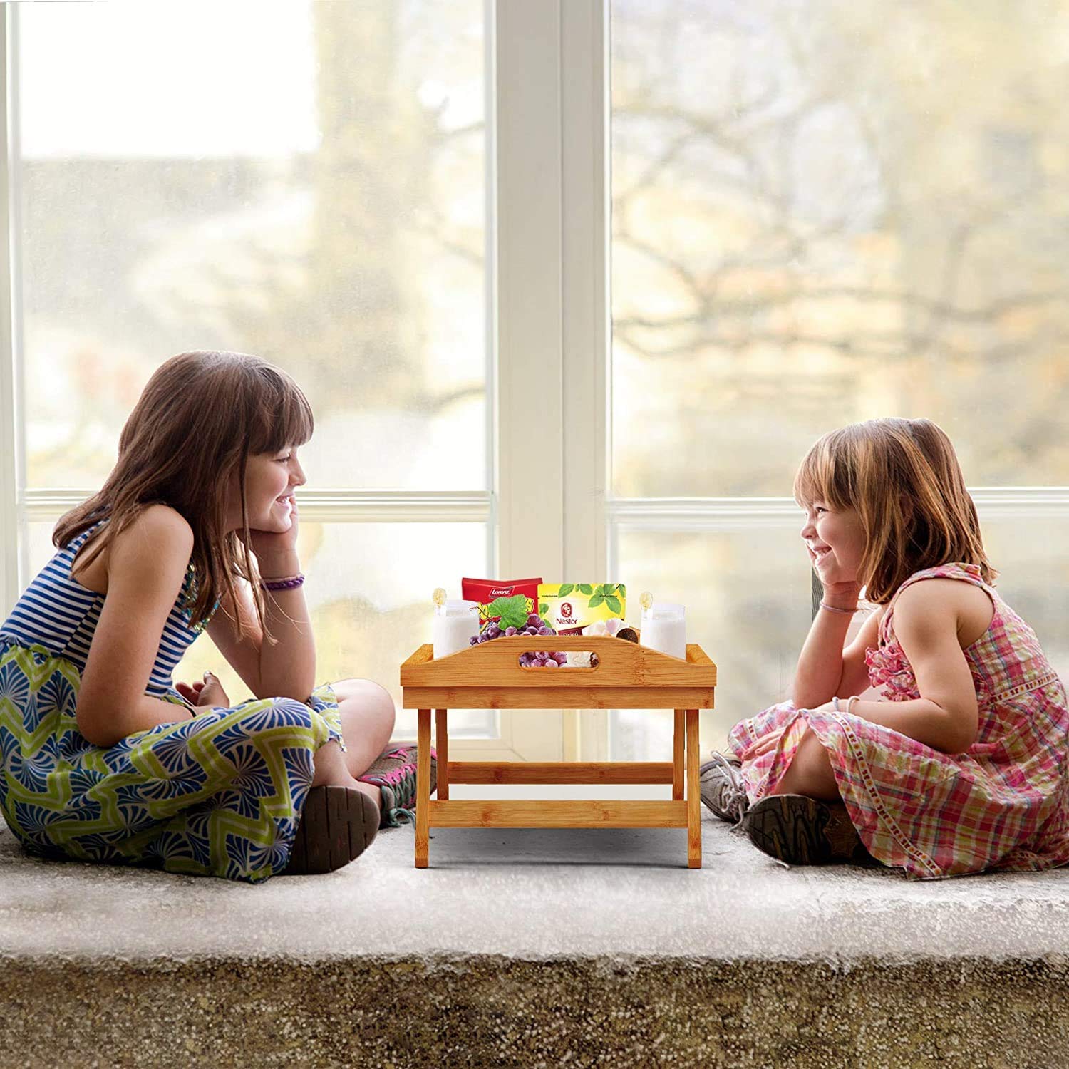 Vassoio per la Colazione, Vassoio per Alimenti in Legno Pieghevole per Camera da Letto, Ospedale, Letto di Famiglia, Vassoio per Alimenti in Legno Pieghevole