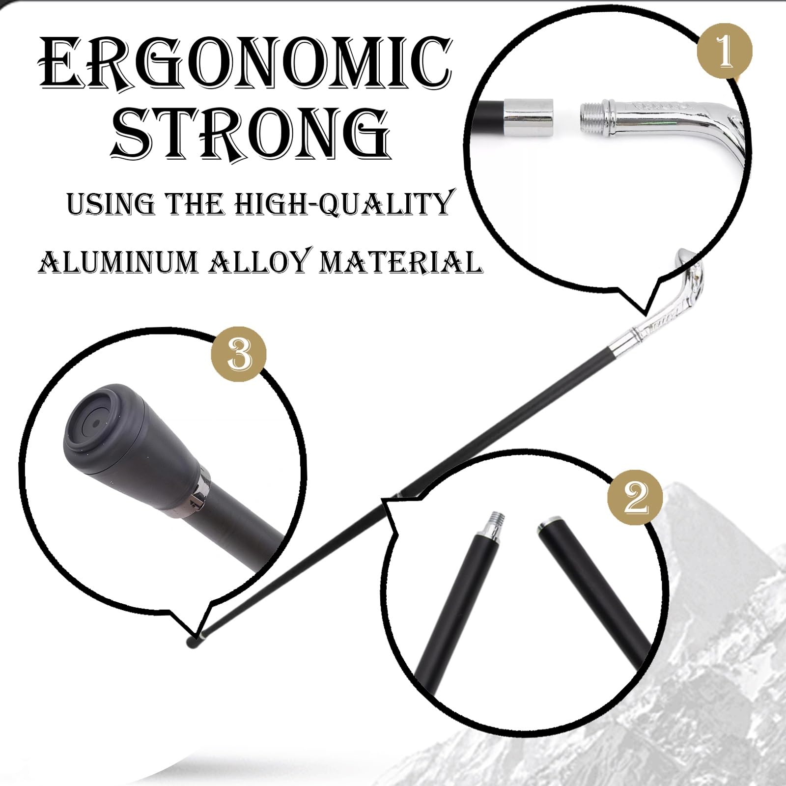 Bastón de Senderismo Blanco Curvado, Bastón de Trekking Minimalista con Arco Suave, Ayuda para la Movilidad Ligera, Resistente y Ergonómica para Hombres y Mujeres