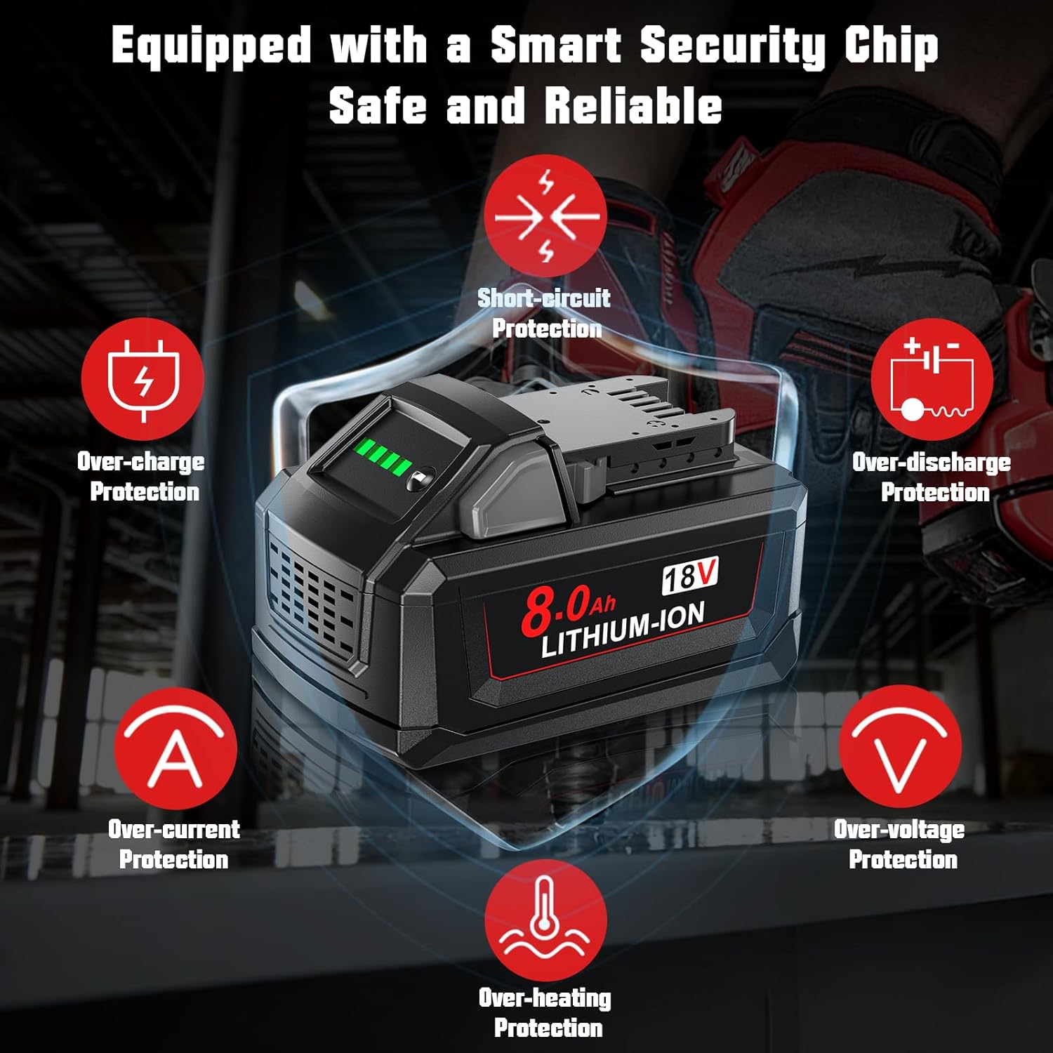 2Pack 8.0Ah Replacement for Milwaukee M18 XC Battery and Charger Compatible with Milwaukee 18 Volt 48-11-1810 48-11-1815 48-11-1820 48-11-1850 48-11-1828 48-11-1860 Cordless Power Tools - Image 6