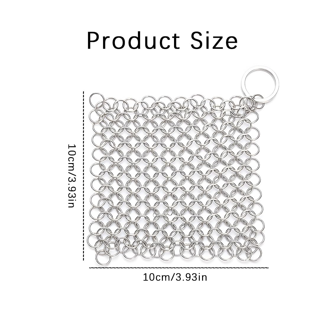 1 PCS Paglietta Abrasiva in Acciaio Inossidabile per la Pulizia di Pentole e Padelle in Ghisa (S (10x10cm)