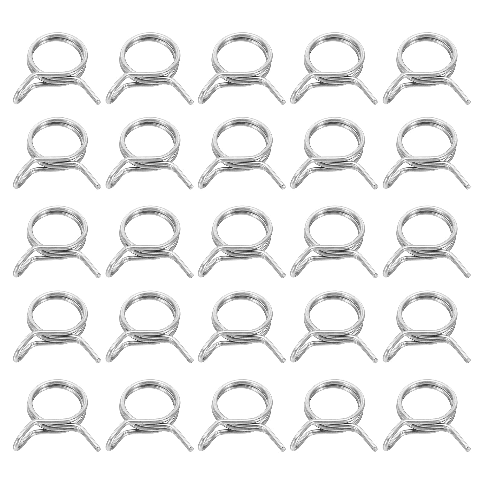 sourcing map Double Wire Fuel Line Hose Clips 18mm ID 18-20.8mm OD, 25Pcs Stainless Steel Tubing Spring Clips Clamps Assortment for Air Hose Tube Water Pipe Motorcycle Scooter ATV, Silver