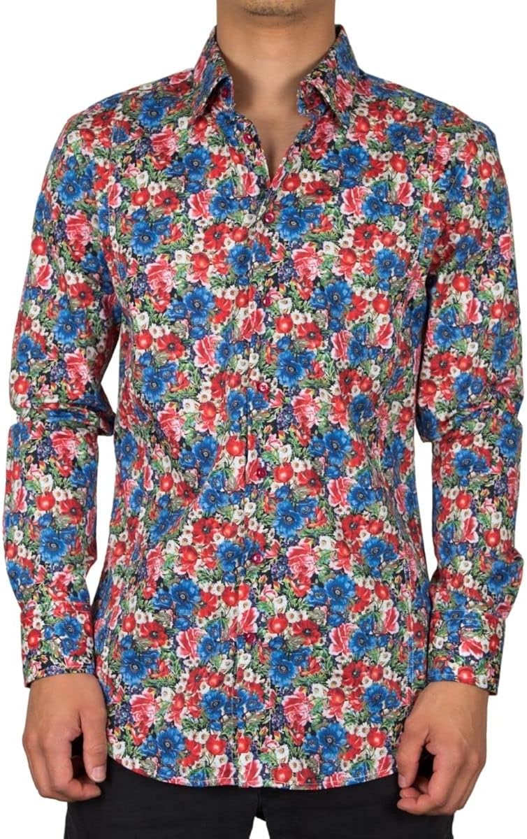 コトンドゥ Cotondoux シャツ メンズ 花柄 長袖 柄シャツ 派手 ストレッチ フランス 40代 ブランド M12ad2128florist 50代 ノーアイロン 30代 60代 代 数量は多