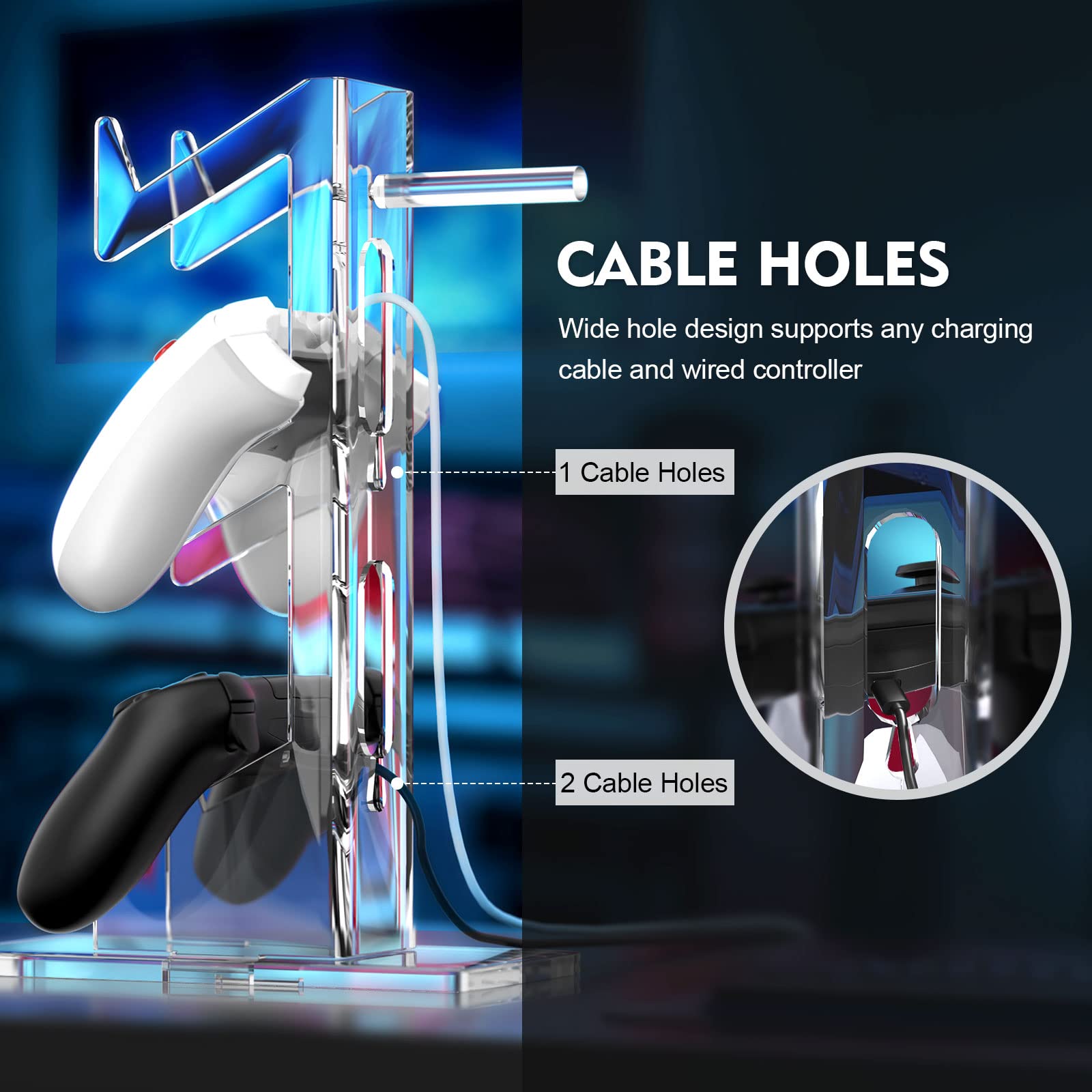 3 Tier Game Controller Holder And Headset Stand Compatible For PS4 PS5 Xbox Switch, Controller Stand Gaming Accessories,Clear - View #3