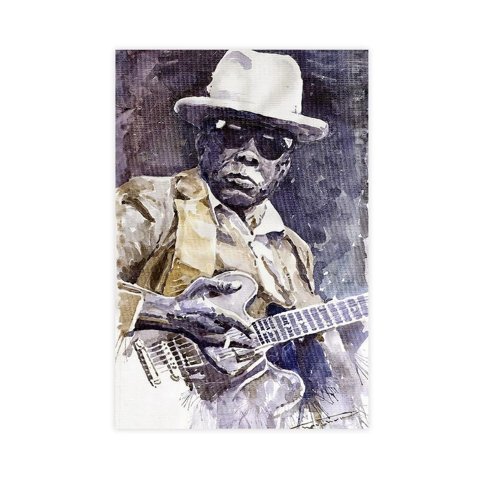 John Lee Hooker Poster Star Posters for Wall Classic Character Posters Singer Posters for Room Canvas Poster Wall Art Decor Print Picture Paintings for Living Room Bedroom Decoration Unframe-style 24x