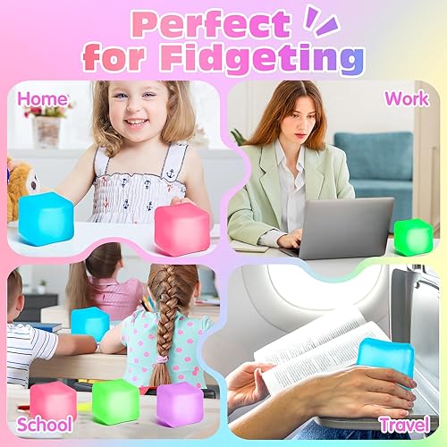 Miniatura 6 de Paquete de 4 cubos de estrés, bolas de hielo de levantamiento lento para adultos y niños, juguete sensorial para aliviar la ansiedad, bolas blandas