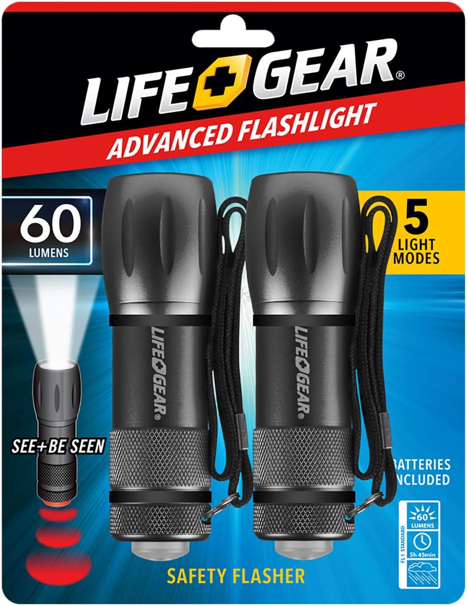 Life Gear 2pk Mini Max Aluminum Pocket Flashlight in Assorted Colors