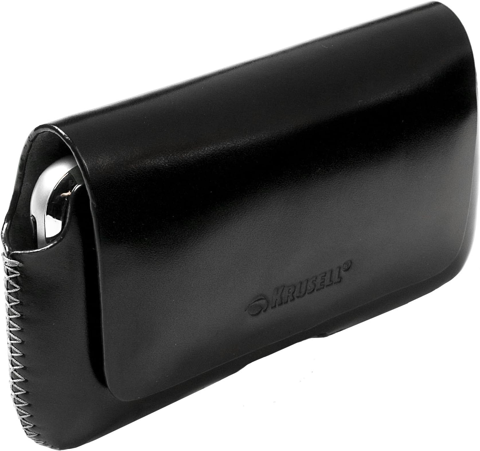 Krusell Hector Large Premium Leather Universal Case with Beltloops and Multidapt Spring Clip for iPhone 4 / 4S and other SmartPhones with up to 3.7-inch Screen - Black