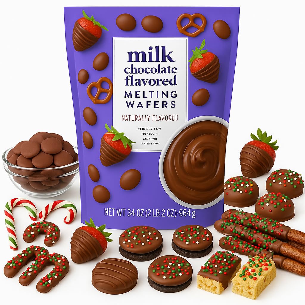 Melting Wafers Milk Chocolate Cocoa 34 oz Bag | Smooth, Easy-Melt Candy Coating Dipping, Drizzling, Baking - Snacks Desserts Treats - Made with Fair Trade Certified Cocoa