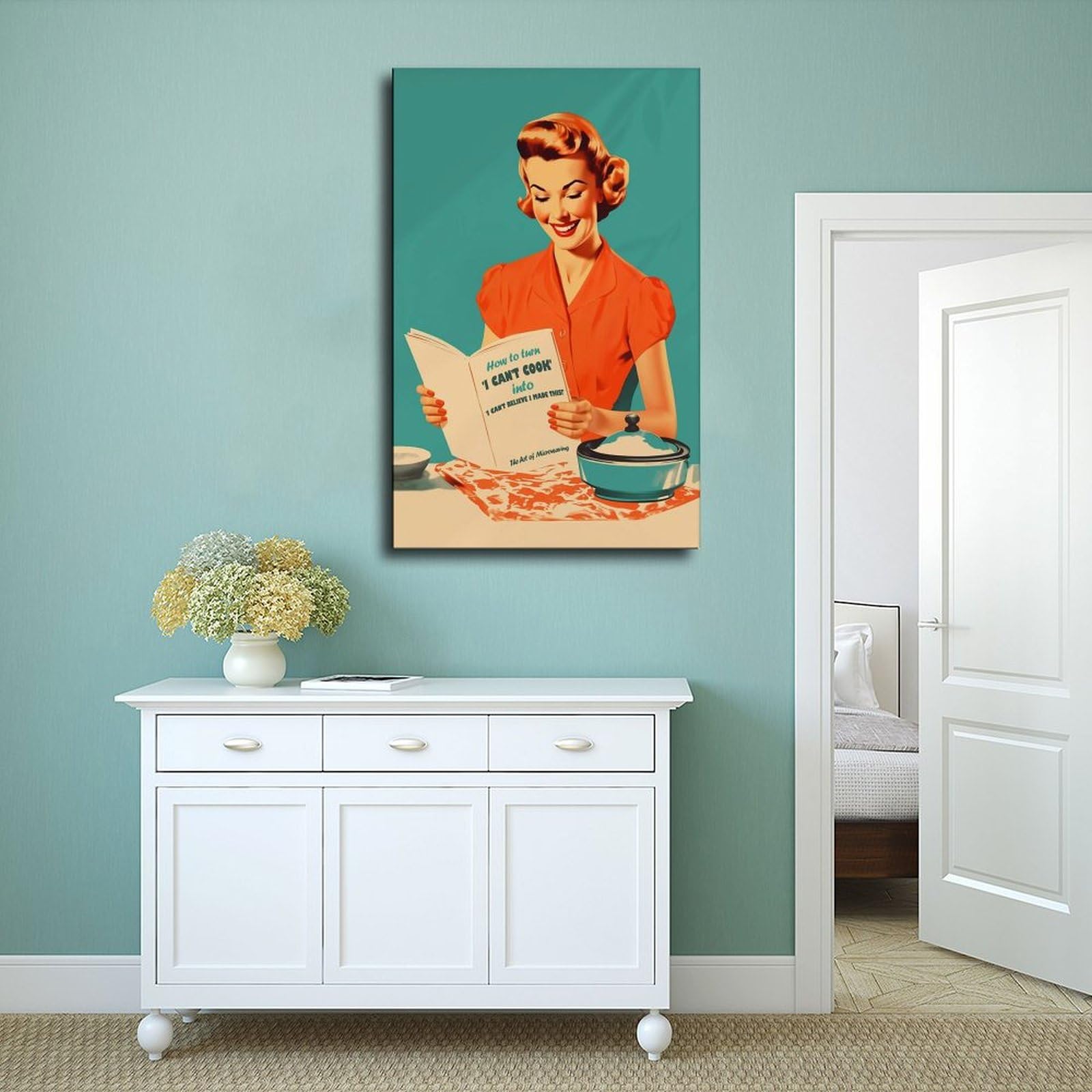 Leinwandposter im Retro-Stil der 50er-60er-Jahre, Motiv: Can't Cook auf Leinwand, Schlafzimmer, Landschaft, Büro, Raumdekoration, Geschenk, 60 x 90 cm