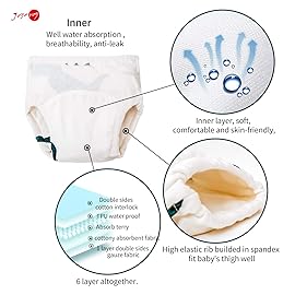 Joyo roy Soft Toddler Potty Training Underwear 5T 4 Packs 100% Cotton Reusable Absorbent Kid Confident Toilet Training Pants 4T-5T Boys Potty Training Sticker Chart Stretchable Waterproof Pee Pants