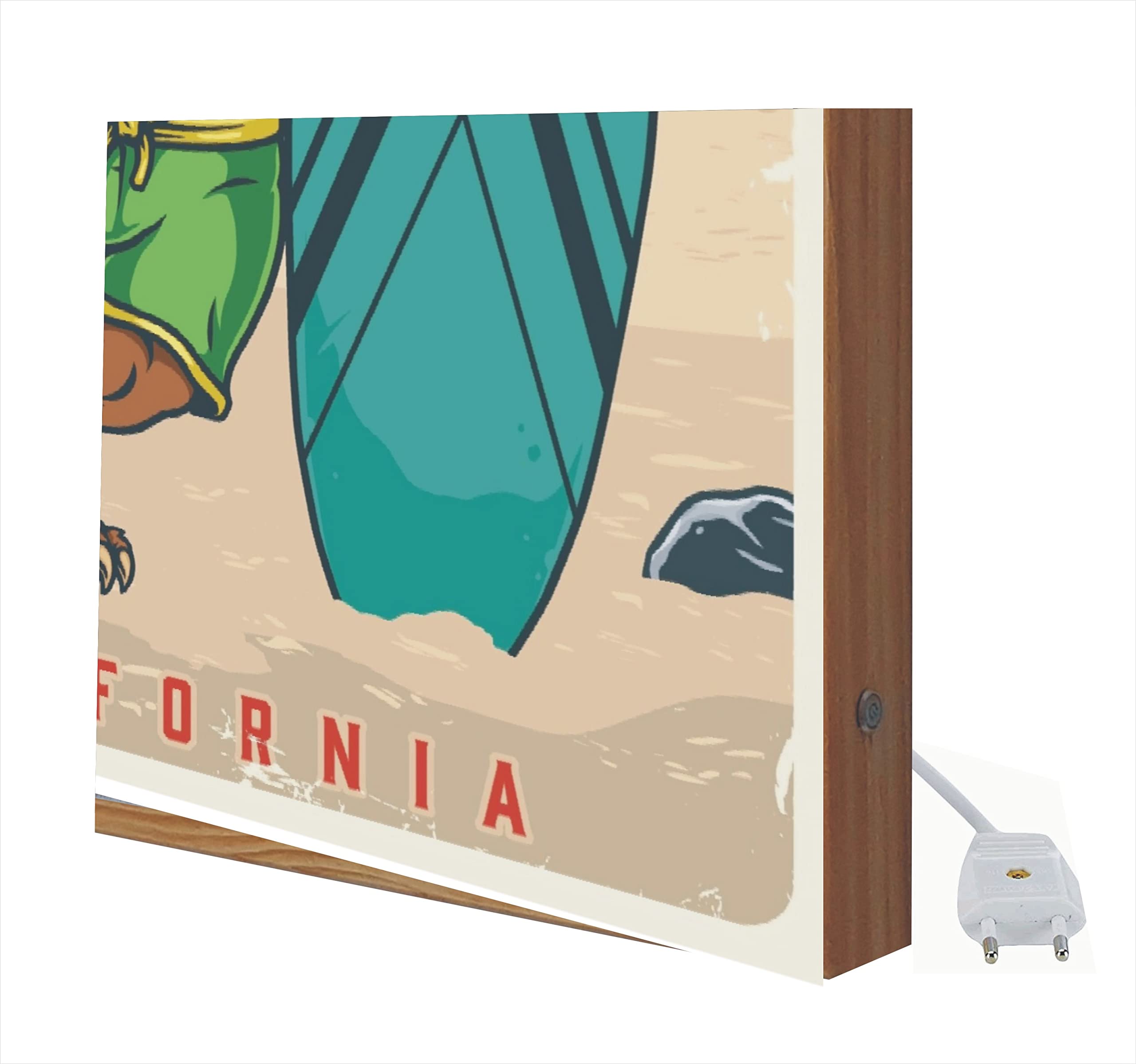 Cartel Vintage Iluminado con Luz Leds Surfing Paradise