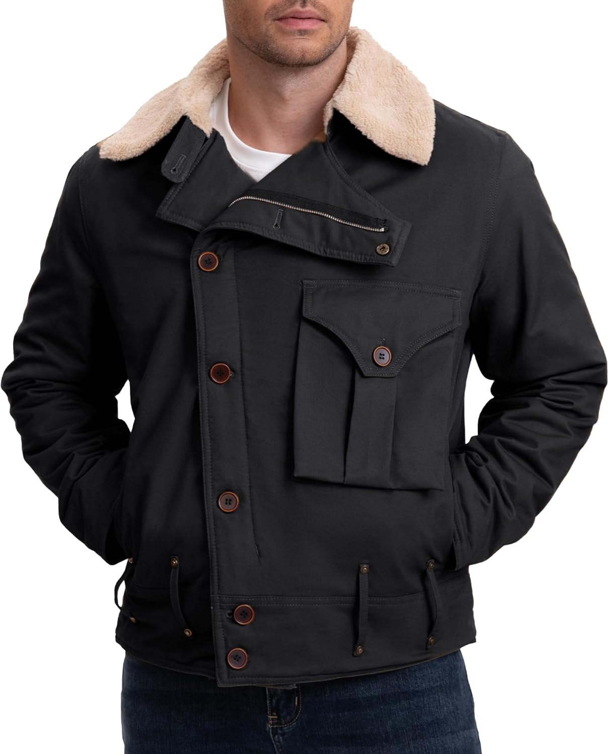 SEAUR Mens Winter Jacket Thick Cotton Fleece Lined Work Coat Lapel Collar Diagonal Zipper Casual Thermal Cargo Trucker Jacket with Multiple Pockets M-3XL SEAUR Mens Winter Jacket Thick Cotton Fleece Lined Work Coat Lapel Collar Diagonal Zipper Casual Thermal Cargo Trucker Jacket with Multiple Pockets M-3XL