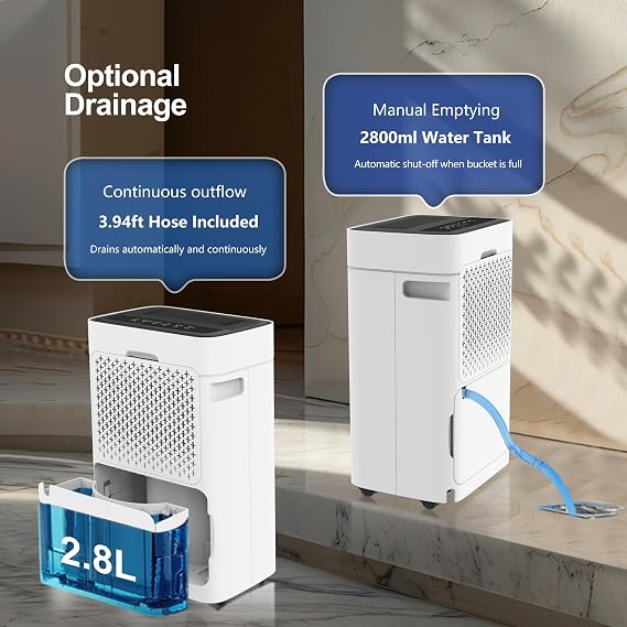 Powerful Dehumidifier for Bedroom, 24H Timer, Auto Shut-Off, Auto-Defrost, 25L/Day, Compact Dehumidifier for Home, Drying Clothes, Office, Wardrobe, Basement, Garage and RV
