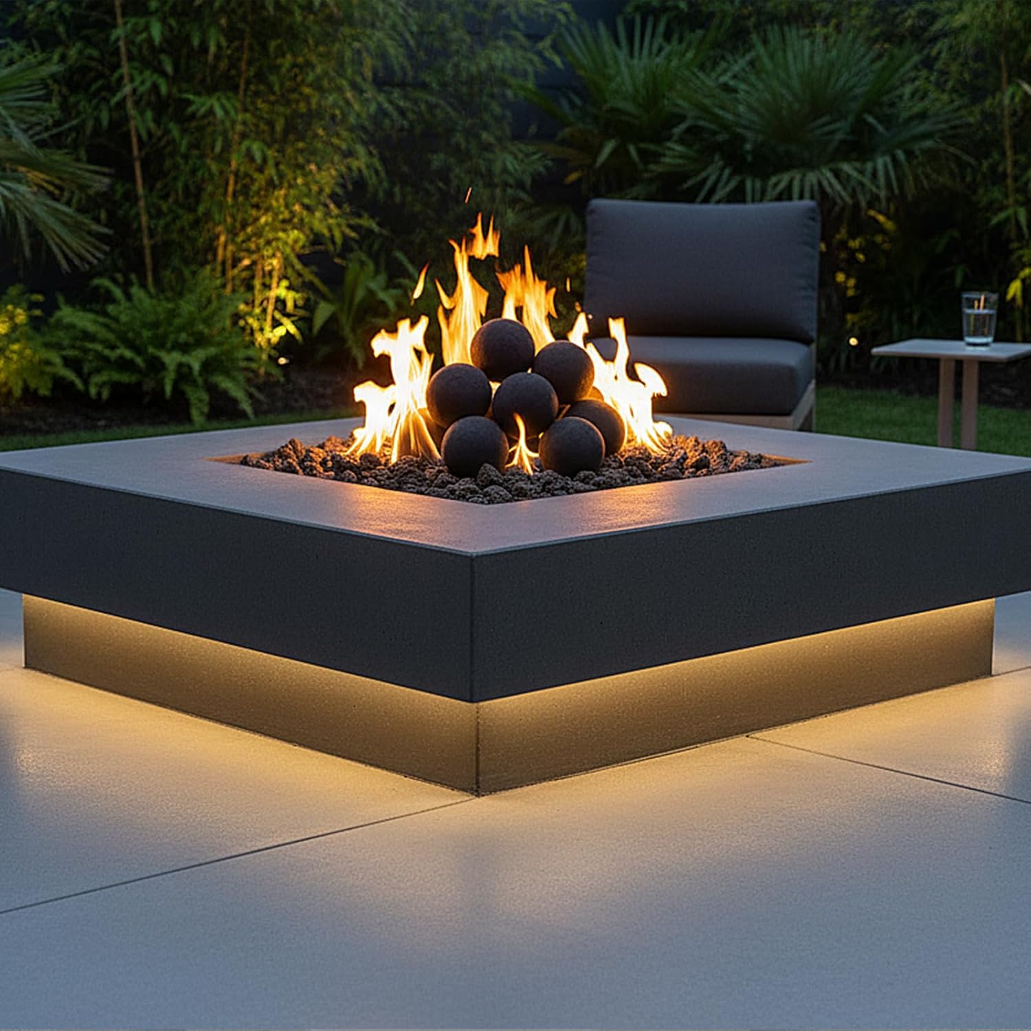 Sasylvia 15 Pcs 3'' Ceramic Fire Balls Round and 10 lb 0.8-1.6'' Small Black Lava Rocks Stones for Fire Pits, Winter Indoor & Outdoor Fireplace Gas Grill Insert Decorative Landscaping