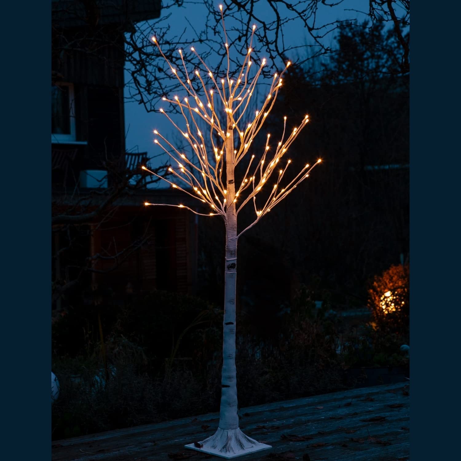 VOLTRONIC LED Baum Birkenoptik, innen und außen, IP44, warmweiß, Timer, Fernbedienung, Größenwahl, 180 cm 180 LEDs