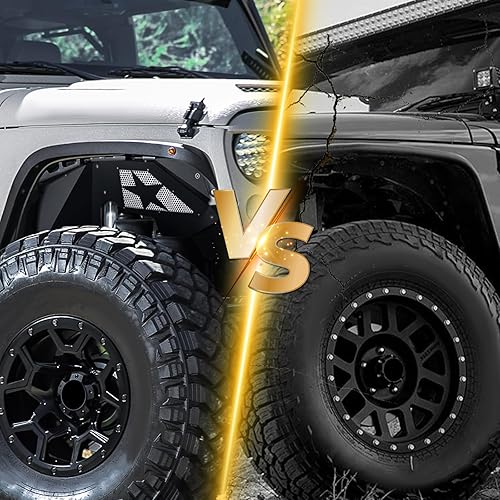 Vista 24 de Forros de guardabarros interiores delanteros compatibles con Wrangler JK y JKU Unlimited 2/4 puertas 2007-2018, estilo atornillable, cubierta